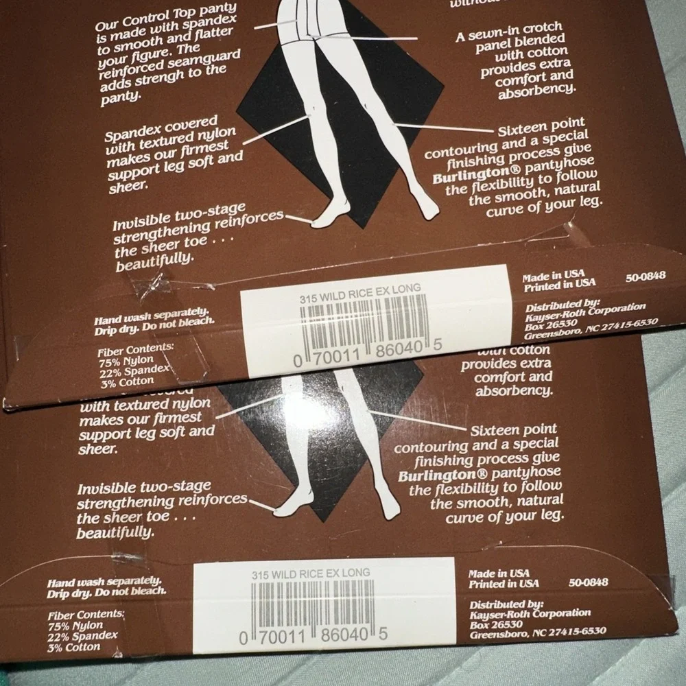 Burlington‎ Sheer Legacy Pantyhose Extra Long  315 Control Panty Sheer Toe